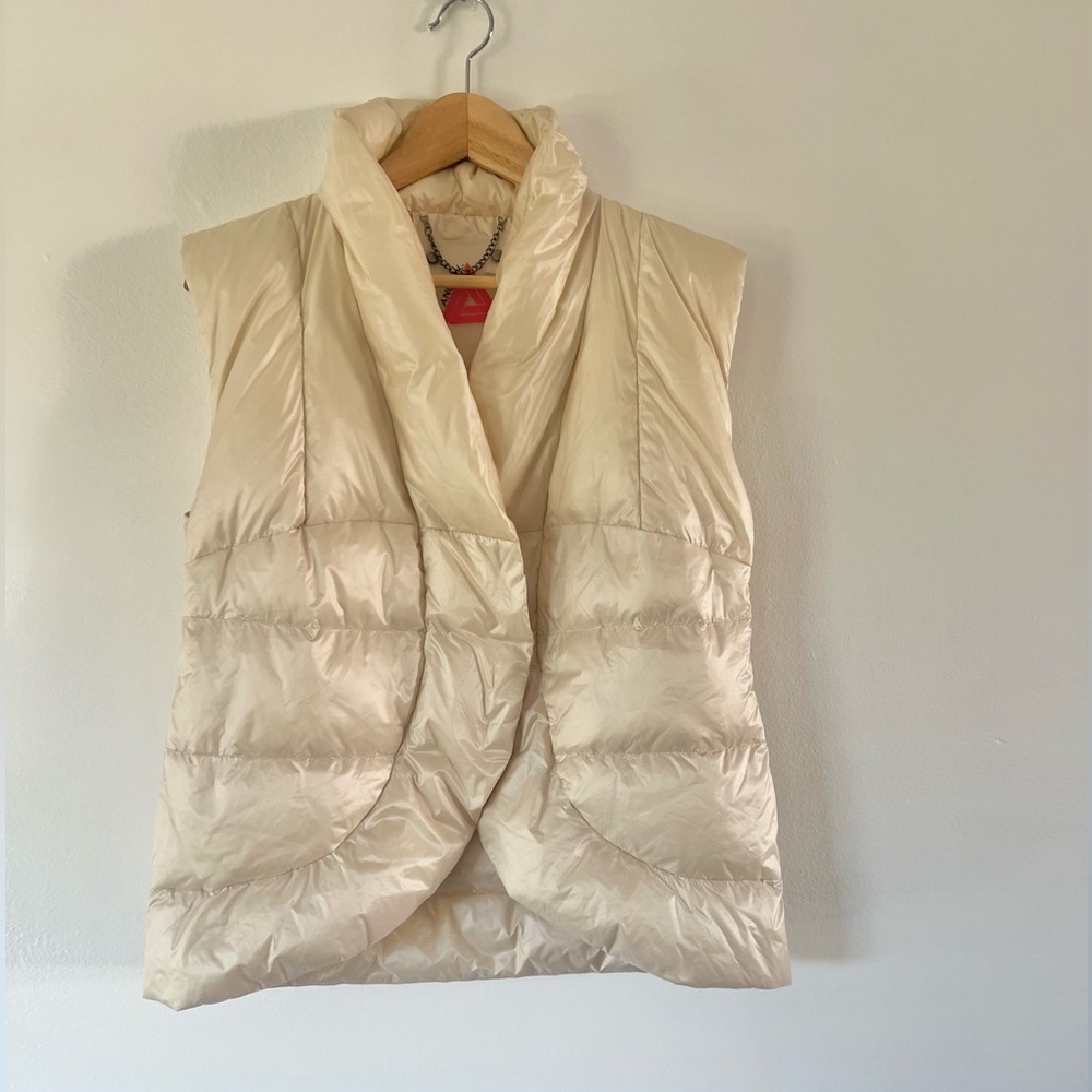 My Anorack Down Filled Quilted‎ Cream Folded Collar Winter Vest Size XS